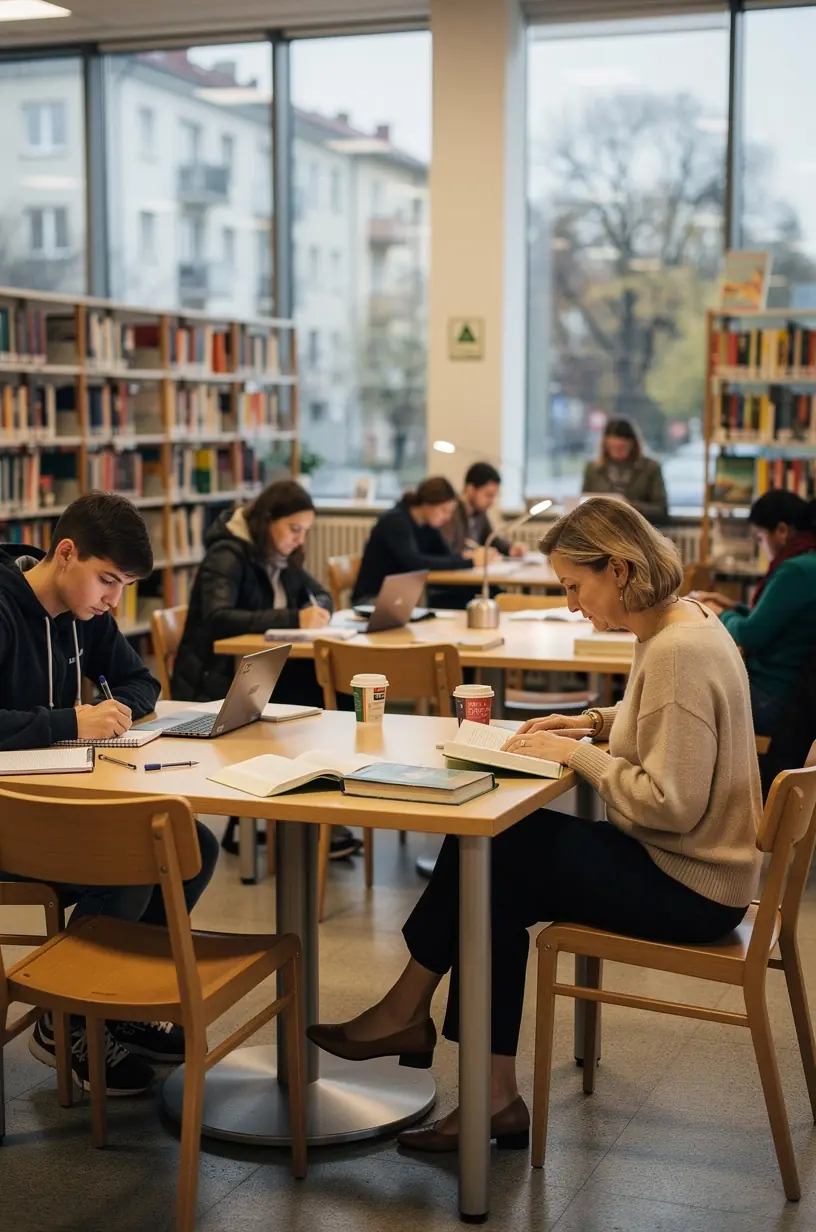 Grupa ludzi podczas warsztatów o zarządzaniu stresem i równowadze między pracą a życiem prywatnym.
